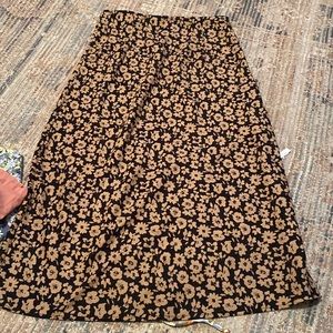 Black and brown floral midi skirt